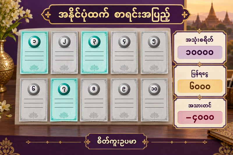 ဆယ်ပွဲ၏ စာရင်းအပြည့်နှင့် အနိုင်သုံးပွဲကိုသာ ပြထားသောပုံကို ခွဲပြသော သရုပ်ဖော်ပုံ